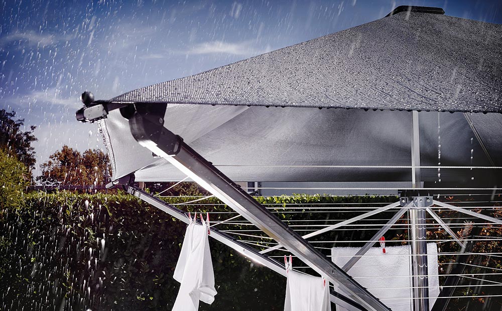 Wäschespinne mit Dach schützt vor Regen, UVStrahlung und Schmutz
