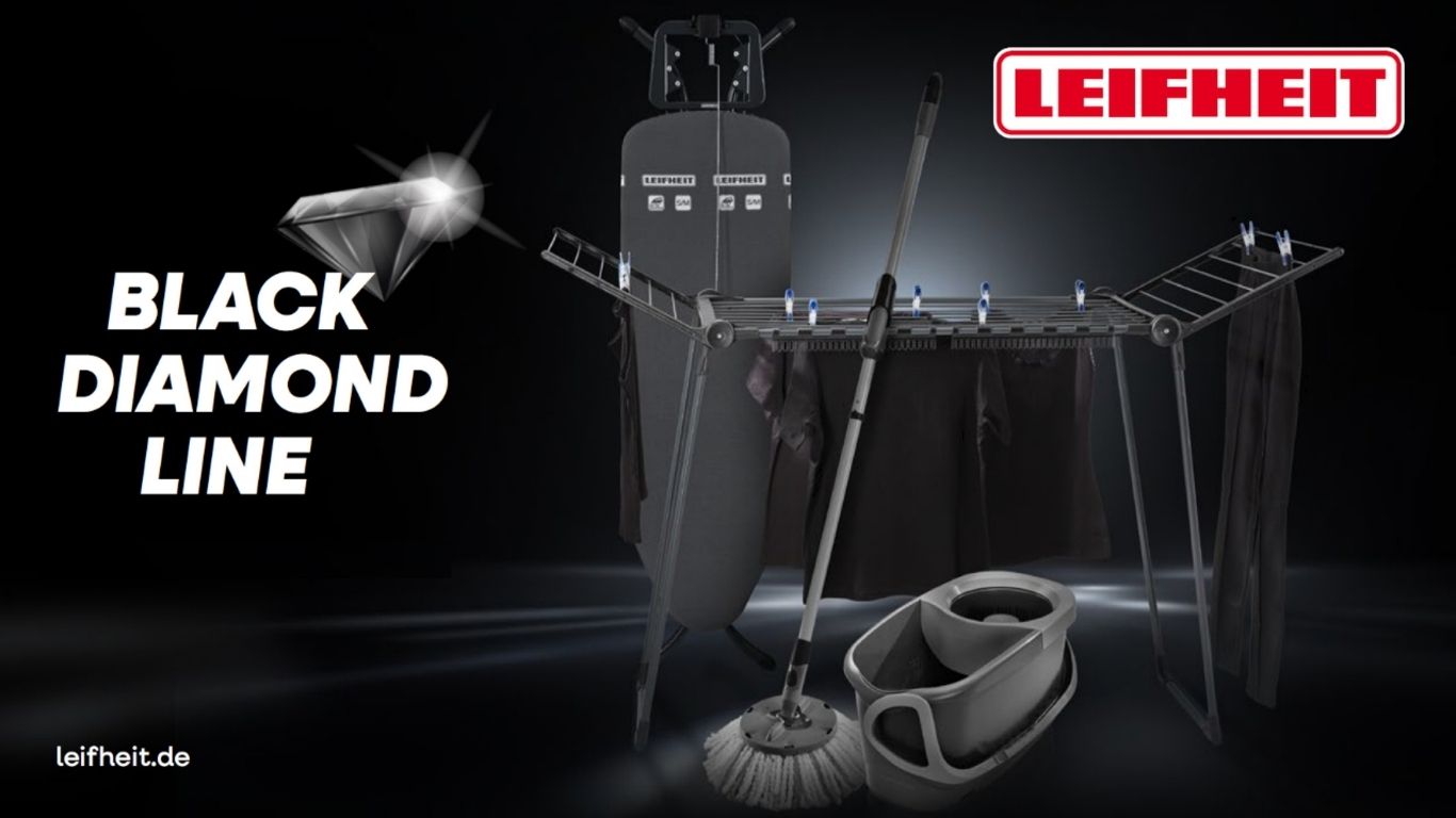 Premium in Black: Leifheit erweitert Black Diamond Line um drei Reinigungssysteme